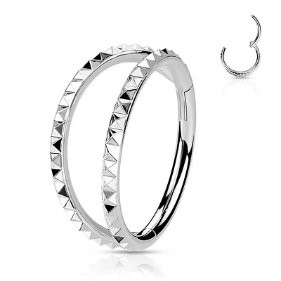 316L Surgical Steel Ridged Double Hoop Hinged Hoop Ring Clicker