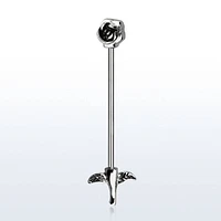 316L Surgical Steel Rose Flower and Stem Industrial Straight Barbell