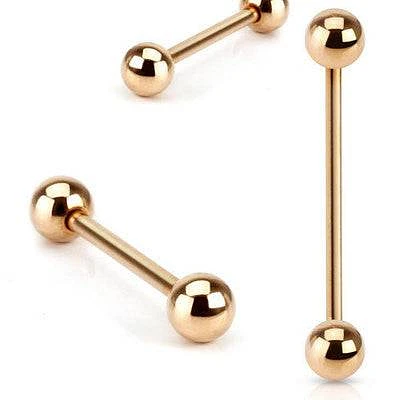 316L Surgical Steel Rose Gold PVD Double Ball Straight Barbell