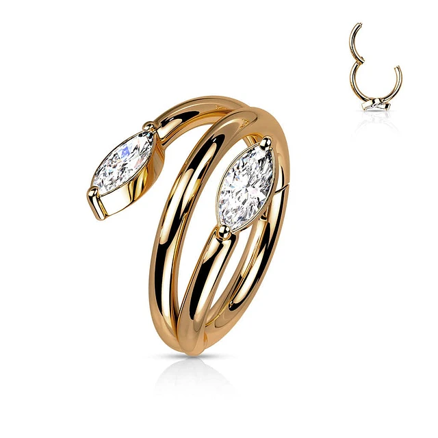316L Surgical Steel Rose Gold PVD Spiral Vine Hinged Hoop Clicker 316L Surgical Steel Rose Gold PVD Spiral Vine Hinged Hoop Clicker