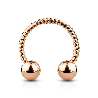 316L Surgical Steel Rose Gold PVD Twisted Rope Horseshoe