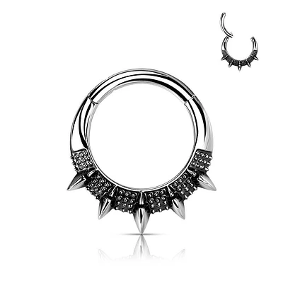 316L Surgical Steel Spike Design Septum Daith Clicker Hoop