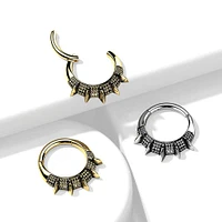 316L Surgical Steel Spike Design Septum Daith Clicker Hoop