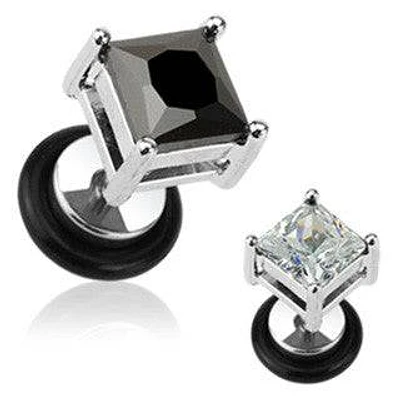 316L Surgical Steel Square Flat Back 8mm Stud Earrings