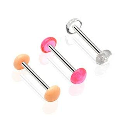 316L Surgical Steel Straight Barbell Tongue Ring with Dome Half-Ball Ends