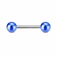 316L Surgical Steel Straight Barbell with Metallic Coated Balls