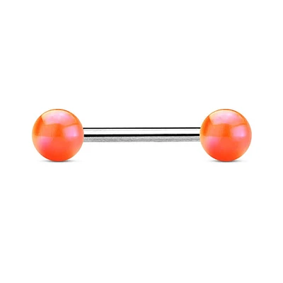 316L Surgical Steel Straight Barbell with Metallic Coated Balls