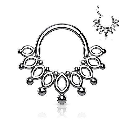 316L Surgical Steel Tribal Hinged Septum Ring Hoop Clicker