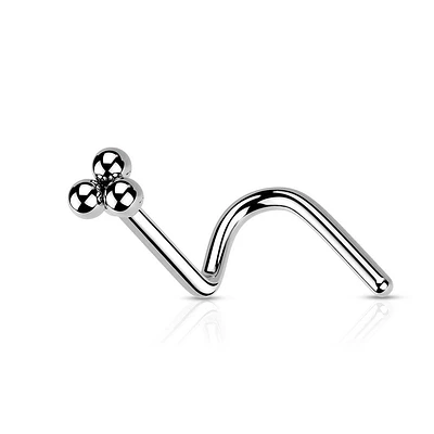 316L Surgical Steel Trillium Ball Top Corkscrew Nose Ring Stud