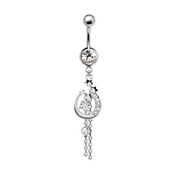 316L Surgical Steel Triple Shooting Star CZ Dangle Belly Ring