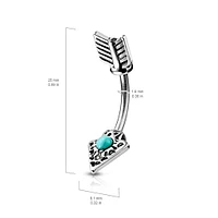 316L Surgical Steel Turquoise Arrow Belly Button Ring