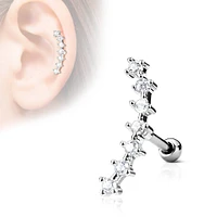 316L Surgical Steel White Curved CZ Helix Barbell