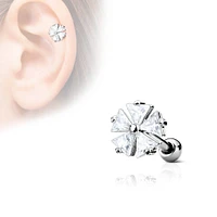 316L Surgical Steel White CZ Flower Helix Barbell