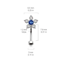 316L Surgical Steel White Flower Curved Barbell