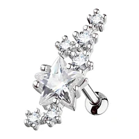 316L Surgical Steel White Star CZ Crystal Helix Barbell