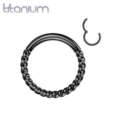 Implant Grade Titanium Black PVD Braided Twisted Hinged Clicker Hoop