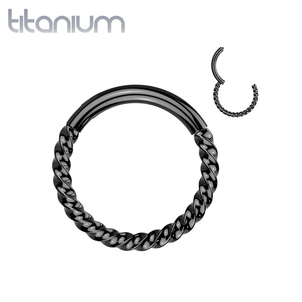 Implant Grade Titanium Black PVD Braided Twisted Hinged Clicker Hoop