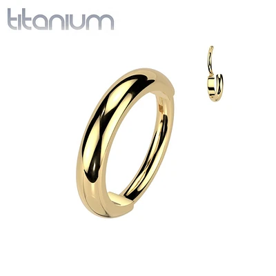 Implant Grade Titanium Gold PVD Thick 20ga Nose Hoop Hinged Clicker Ring