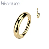 Implant Grade Titanium Gold PVD Thick 20ga Nose Hoop Hinged Clicker Ring