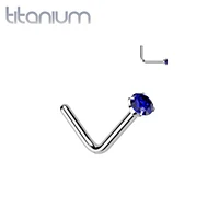 Implant Grade Titanium CZ L Shape Nose Stud