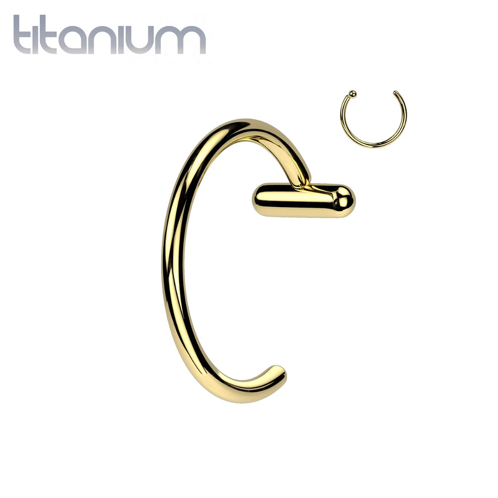 Implant Grade Titanium Gold PVD Nose Hoop Ring With Bar Stopper