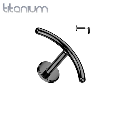 Implant Grade Titanium Black PVD Minimal Curved Bar Internally Threaded Flat Back Labret