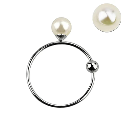 925 Sterling Silver Nose Hoop Ring with 3mm Pearl Top and Fixed Ball
