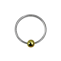 925 Sterling Silver Small Nose Hoop Ring with Fixed Gold Ball