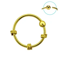 925 Sterling Silver 18kt Gold Plated Nose Hoop Ring with 3 Twisted Wires