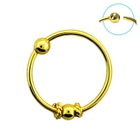 925 Sterling Silver 18kt Gold Plated Tribal Beaded Nose Hoop Ring