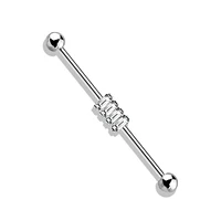 316L Surgical Steel Baguette Gem Cluster Industrial Barbell