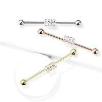 316L Surgical Steel Baguette Gem Cluster Industrial Barbell