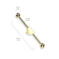 316L Surgical Steel Rose Gold PVD Flat Fixed Heart Shape Industrial Barbell