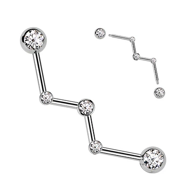 316L Surgical Steel White CZ Constellation Industrial Barbell