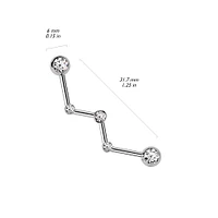 316L Surgical Steel Gold PVD White CZ Constellation Industrial Barbell