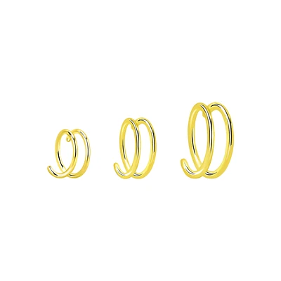 .925 Sterling Silver Gold PVD Double Hoop Nose Ring