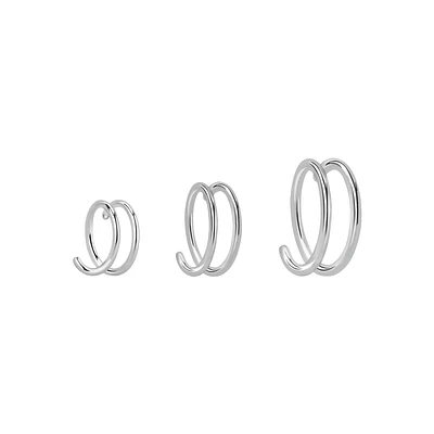 .925 Sterling Silver Double Hoop Nose Ring