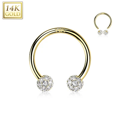 14kt Gold White Multi CZ Cluster Horseshoe