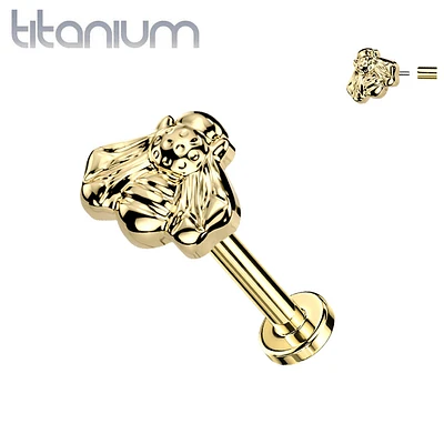 Implant Grade Titanium Gold PVD Bumblebee Threadless Push In Labret