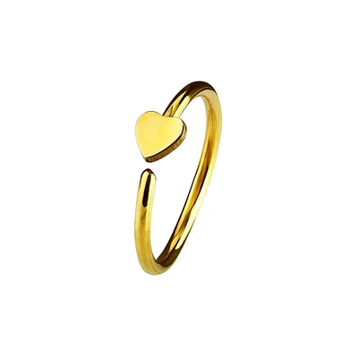 Gold IP on 316L Surgical Steel Nose Hoop Ring with Small Heart
