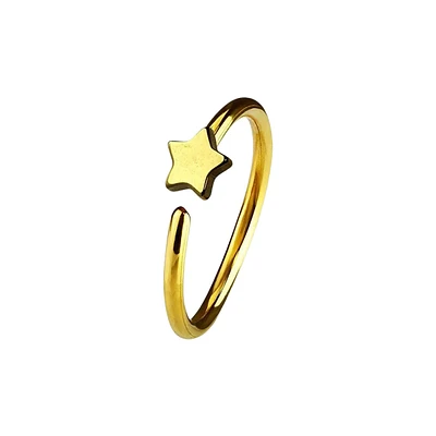 Gold IP on 316L Surgical Steel Nose Hoop Ring with Small Star