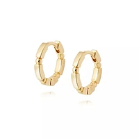 Pair of 925 Sterling Silver Gold PVD Dainty Beaded Patterned Minimal Hoop Earrings