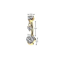 Implant Grade Titanium Threadless Push In White CZ Heart Dangle Belly Ring