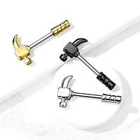 316L Surgical Steel Hammer Nipple Ring Straight Barbell