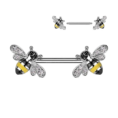 316L Surgical Steel Bumble Bee Nipple Ring Barbell