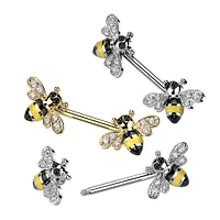 316L Surgical Steel Bumble Bee Nipple Ring Barbell