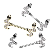 316L Surgical Steel Gold PVD Snake Nipple Ring Barbell