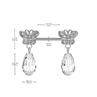 316L Surgical Steel Gold PVD Large White CZ Butterfly Clear Gem Dangle Nipple Ring Straight Barbell