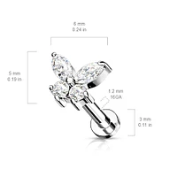 316L Surgical Steel CZ Dainty Butterfly Flat Back Labret
