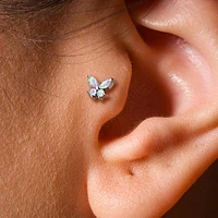 316L Surgical Steel CZ Dainty Butterfly Flat Back Labret